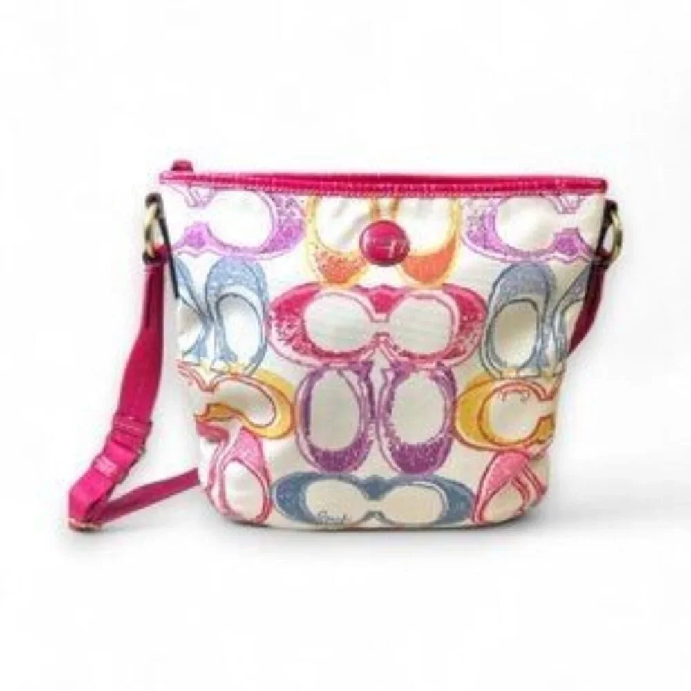 Like New Rare Coach Scribble Multi-Color Crossbody Bag Purse